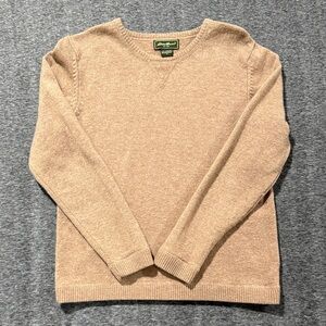 Eddie Bauer Women’s Tan Lambswool Crewneck Sweater